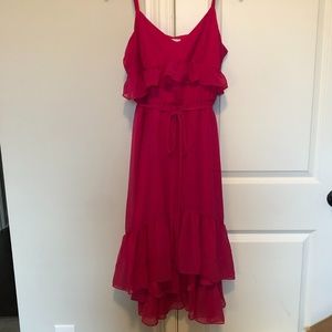 Hot Pink Ruffle High Low Dress